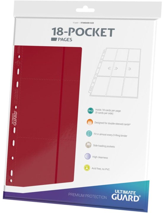 Ultimate Guard: 18-Pocket Pages Side-Loading (10) - Red