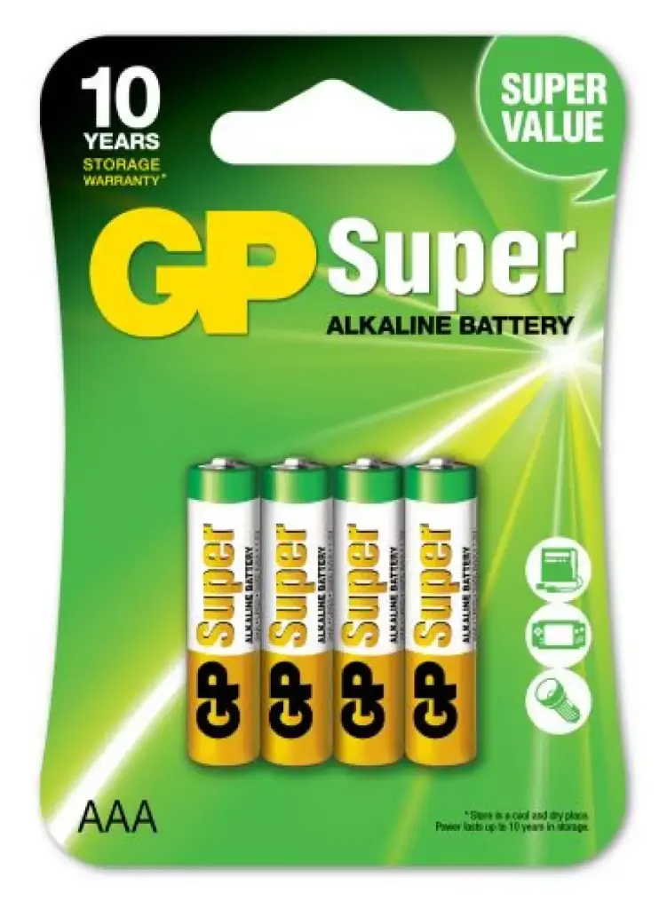 GP Super Alkaline Battery 4-Pack-AAA