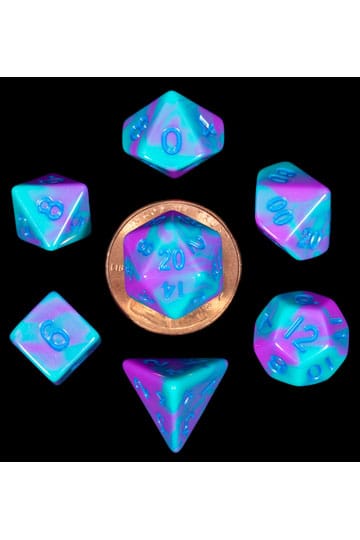 FanRoll Mini Dice Set Turquoise and Purple Marble 