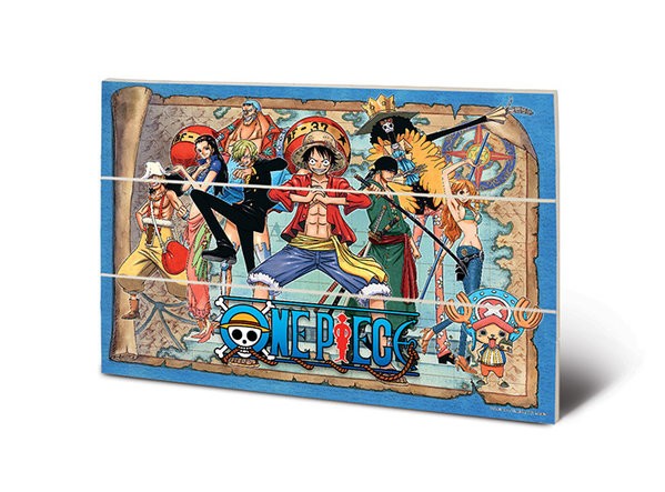 One Piece - Straw Hat Pirates Map on Wood