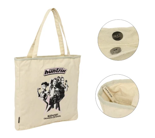 K-POP DEMON HUNTERS - Huntrix - Beige Zipped Tote Bag