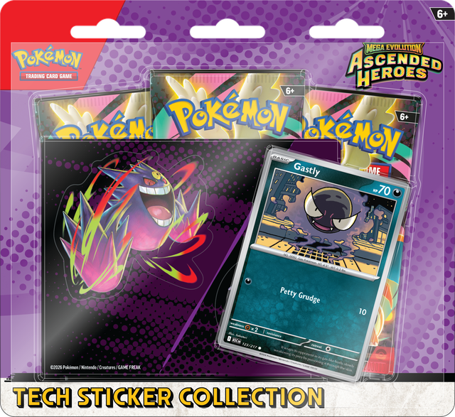 Pokémon Mega Evolution Ascended Heroes Tech Sticker Collection - Gastly 
