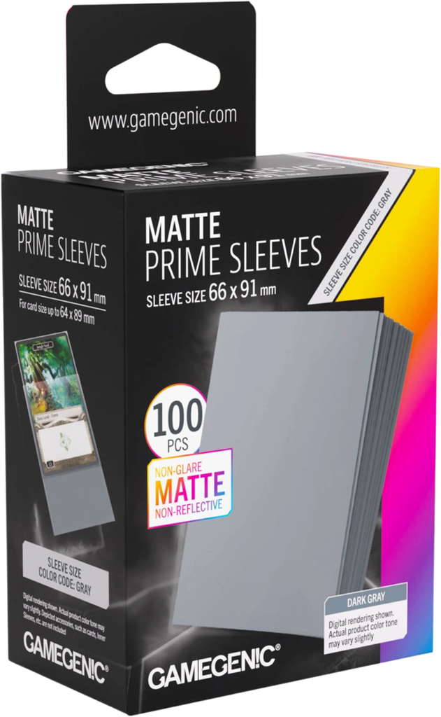 Gamegenic Matte Prime Dark Gray Sleeves 66x91mm