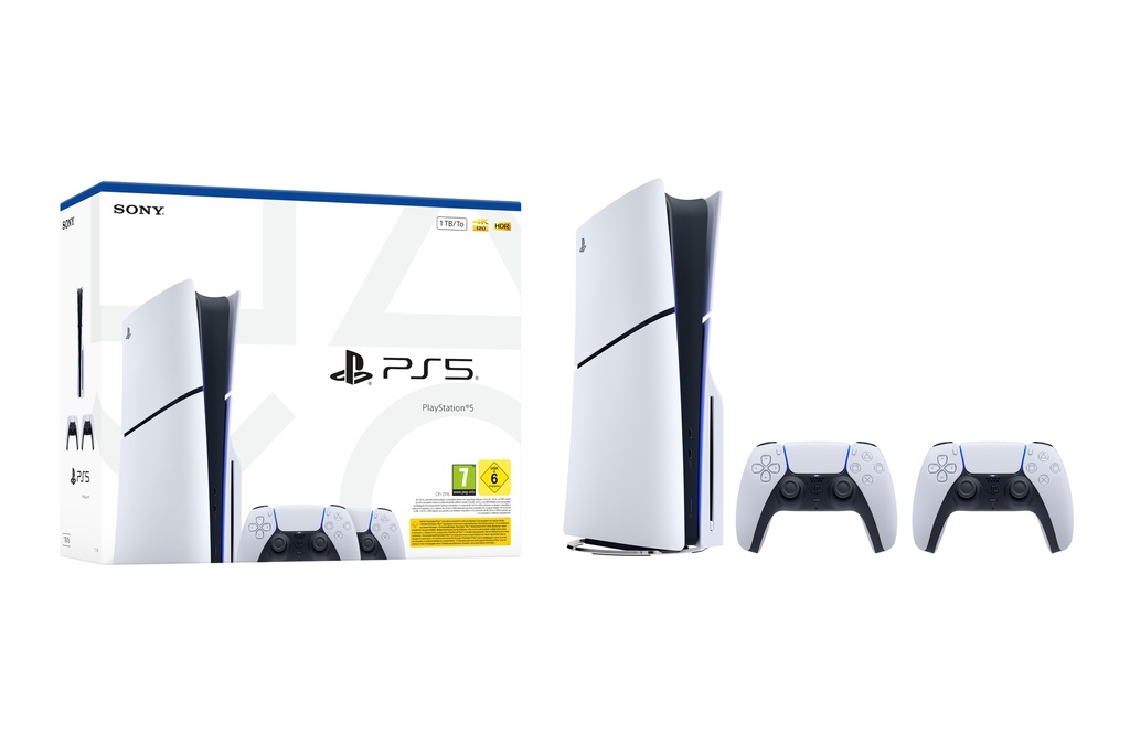 Sony Playstation 5 Slim Console 1TB + 2 Dualsense Controllers